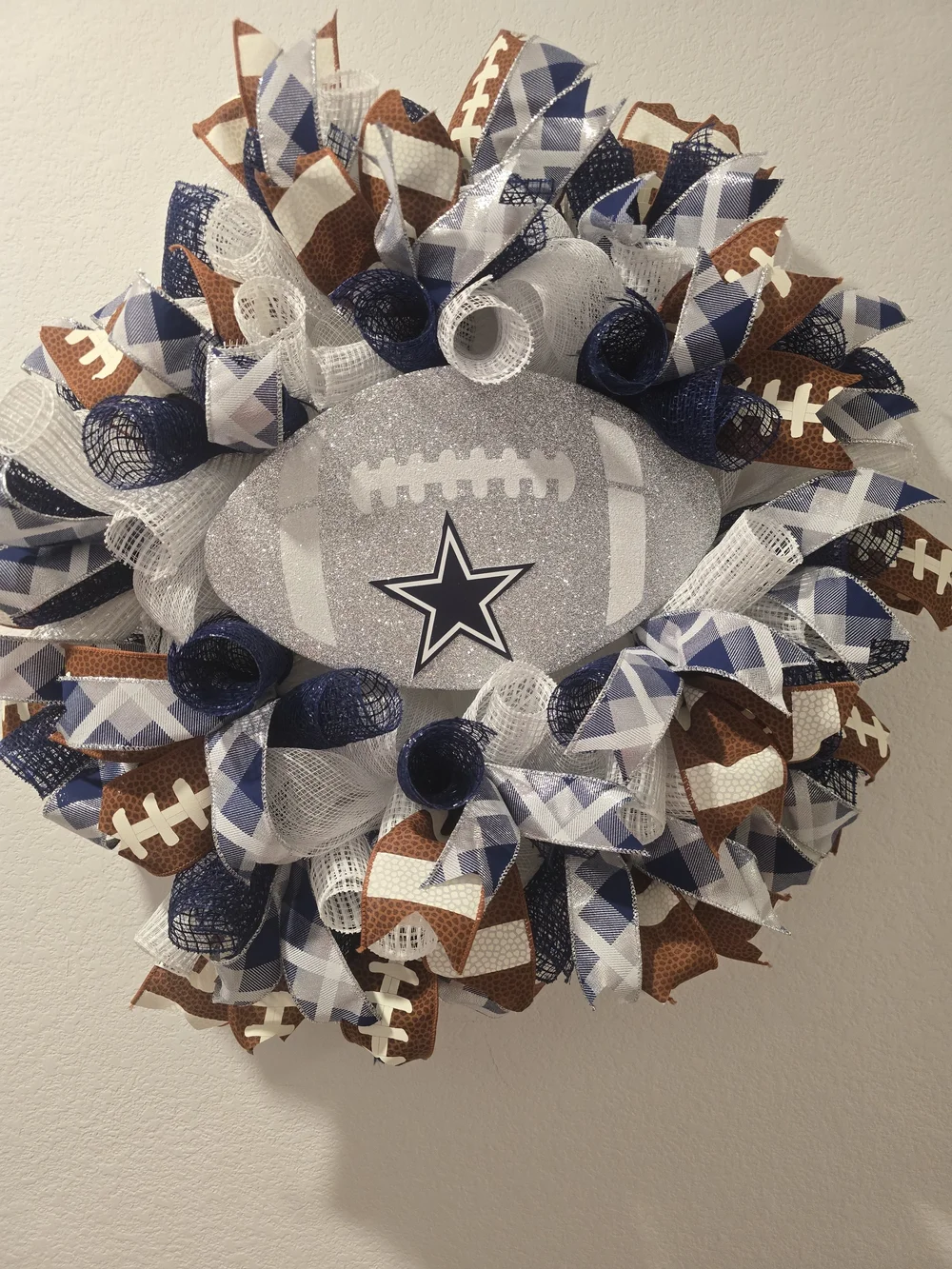 W133 – Dallas Cowboys Football Wreath Handmade Dallas Cowboys football wreath